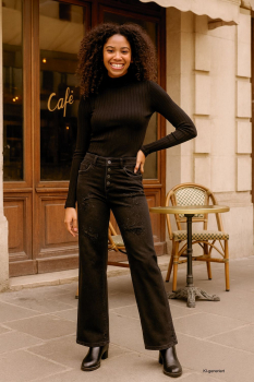 Karostar Straightjeans mit Glitzersteinchen Größe 40 schwarz