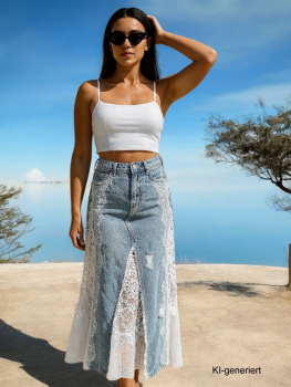 Jeansrock mit Spitze Größe 36/S