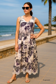 Leichtes Sommerkleid in Größe 36–42 Weiß/Creme/Grau/Lila