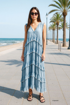 Jeanskleid in Größe 36–42 bluejeans helle Waschung