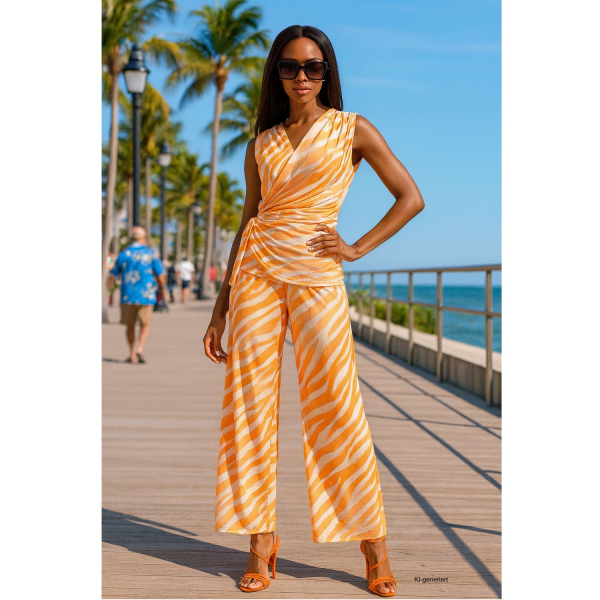 Zweiteiler Kofferware Größe 36–42 Weiß/Orange/Grau