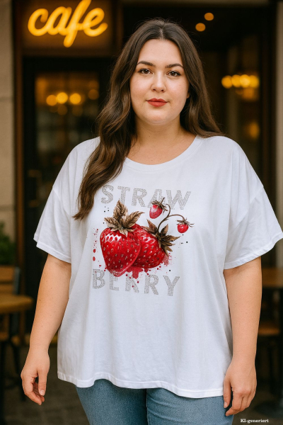 Shirt Strawberry Größe 44 - 48 in  Weiß (reduziert € 20,00 statt € 29,90)