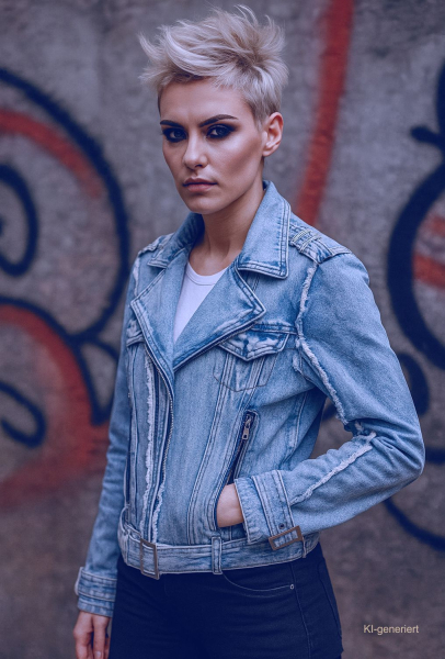 Jeansjacke mit Gürtel – Größe 38