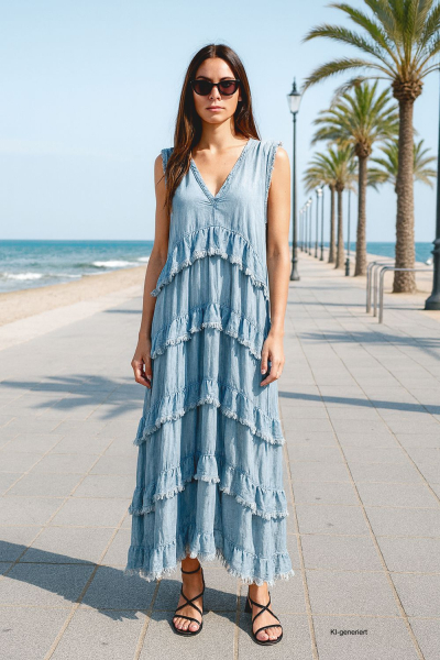 Jeanskleid in Größe 36–42 bluejeans helle Waschung